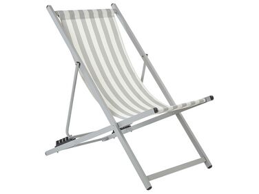 Folding Deck Chair White and Grey LOCRI II