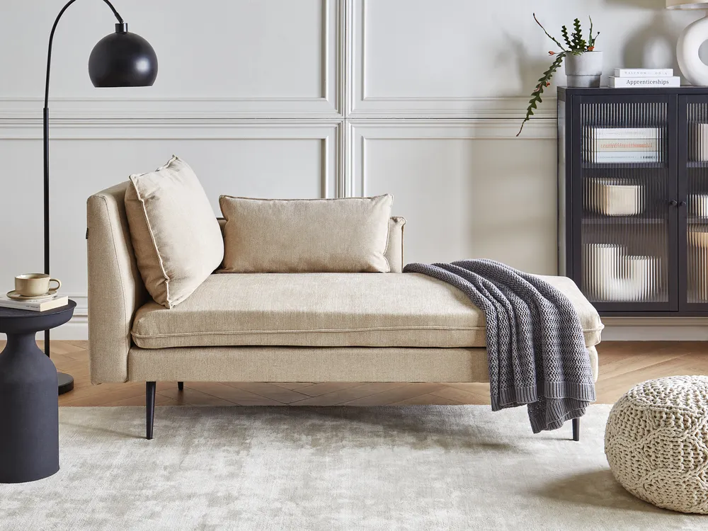 Chaise longue izquierdo YERRES Tela Beige