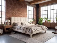 Letto Bouclé CRESSAT 140 x 200 cm Bianco sporco_1150971