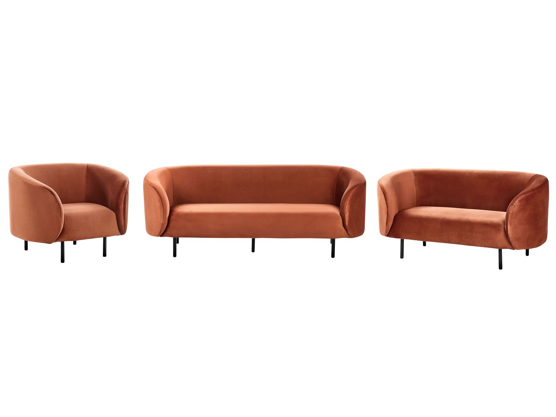 Set di divani velluto arancione 6 posti LOEN_919743