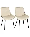 Conjunto de 2 sillas de comedor DUBROVNIK Piel sintética Beige claro