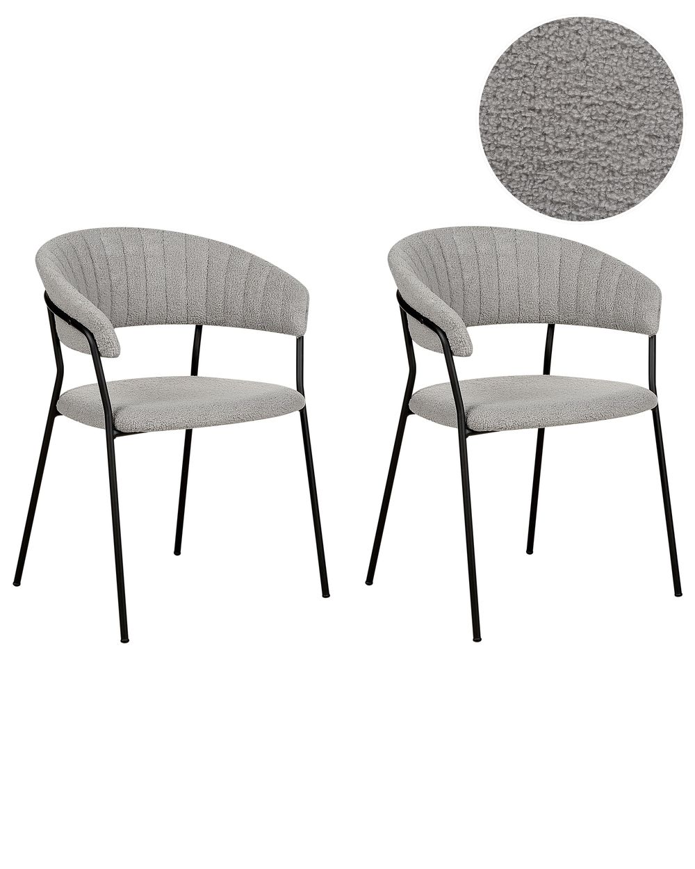 Conjunto de 2 sillas de comedor MARIPOSA Bouclé Gris