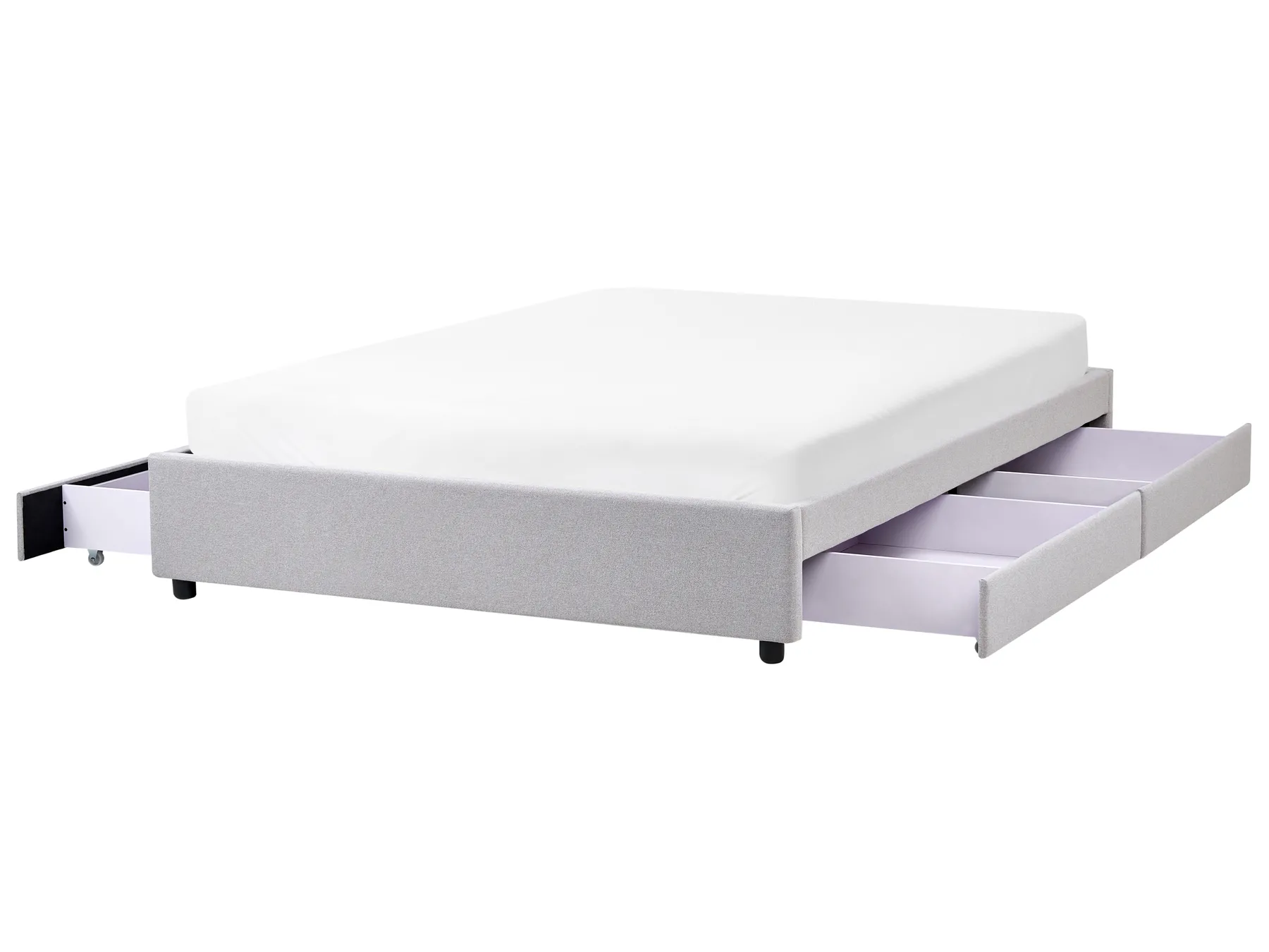 Bed with Storage Drawers without Headboard PRADES Fabric Light Grey 160 x 200 cm (EU King Size)_996101