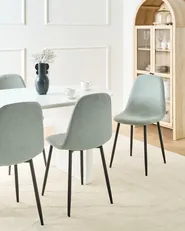 Set di 4 sedie da pranzo CRANDALL Tessuto Verde chiaro_999594
