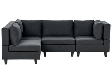 4 Seater Right Hand Modular Fabric Corner Sofa Black UNSTAD