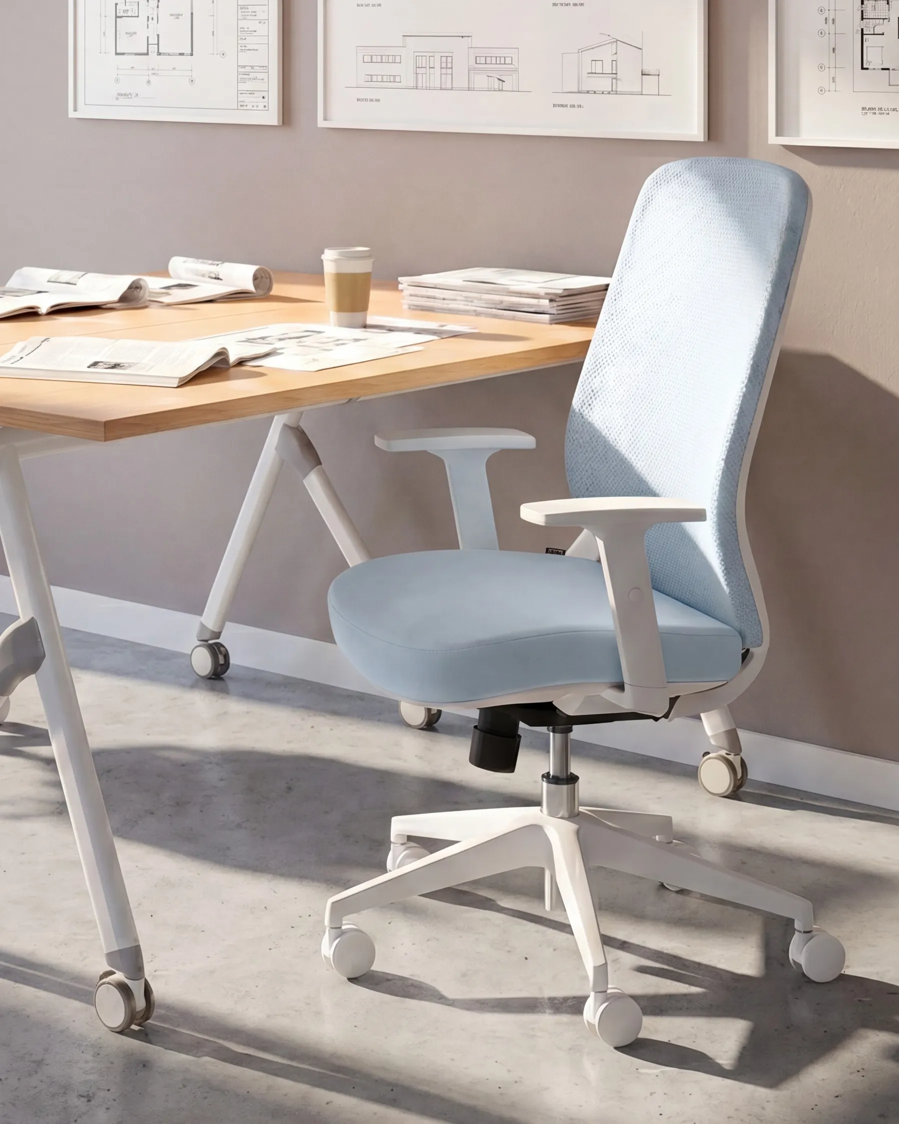 Sedia da ufficio ZELAR Tessuto Azzurro_1095950