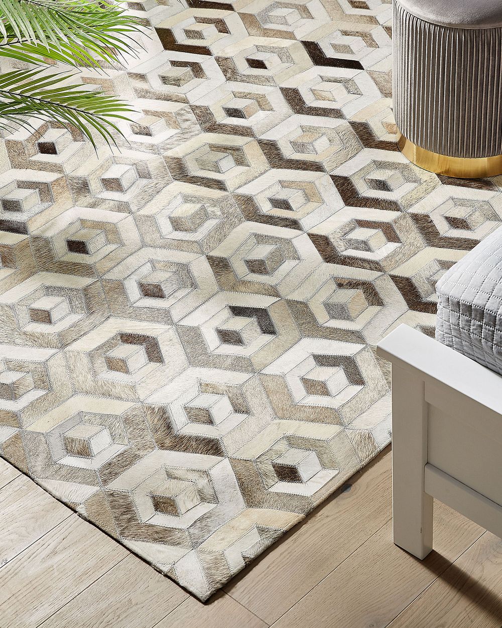 Teppich TAVAK Beige 160 x 230 cm Echtleder