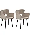 Set of 2 Dining Chairs SANILAC Velvet Taupe