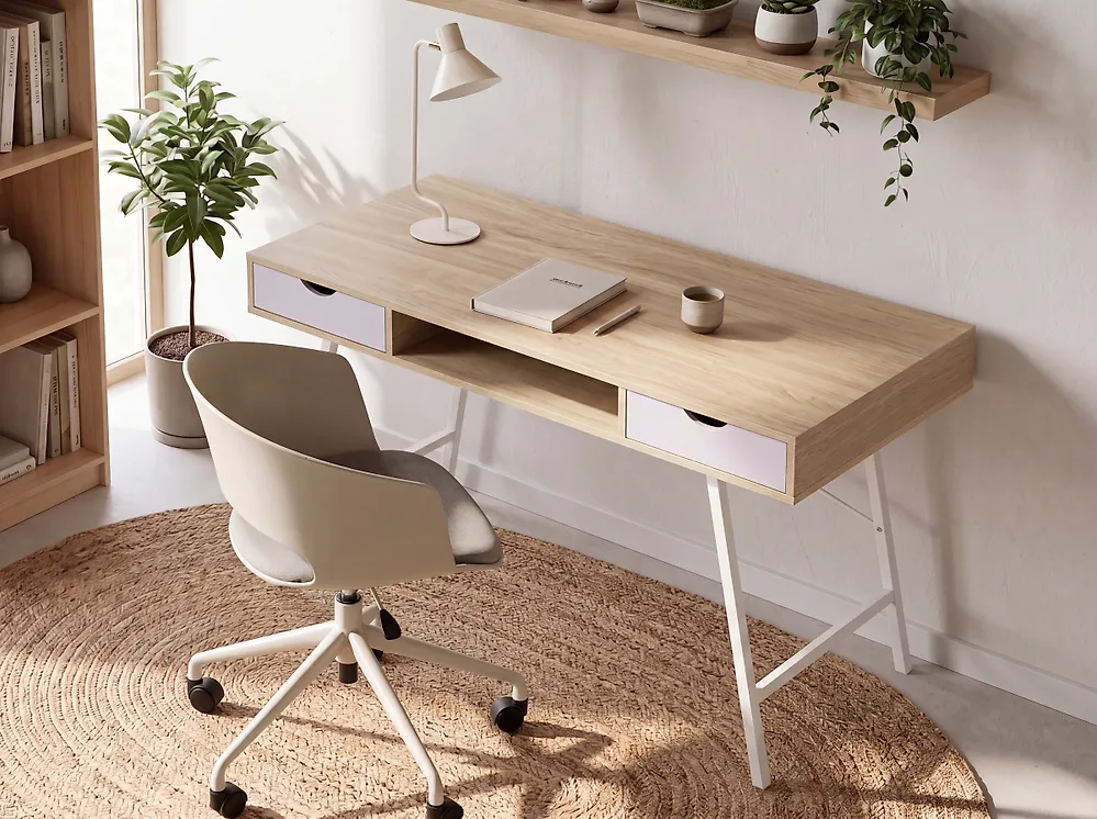 Schreibtisch CLARITA 120 cm 48 cm mit Schubladen Hellbraun_1176371