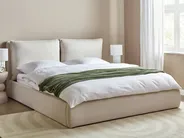 Ottoman Bed BAJONNA Fabric Light Beige 180 x 200 cm (EU Super King)_912495