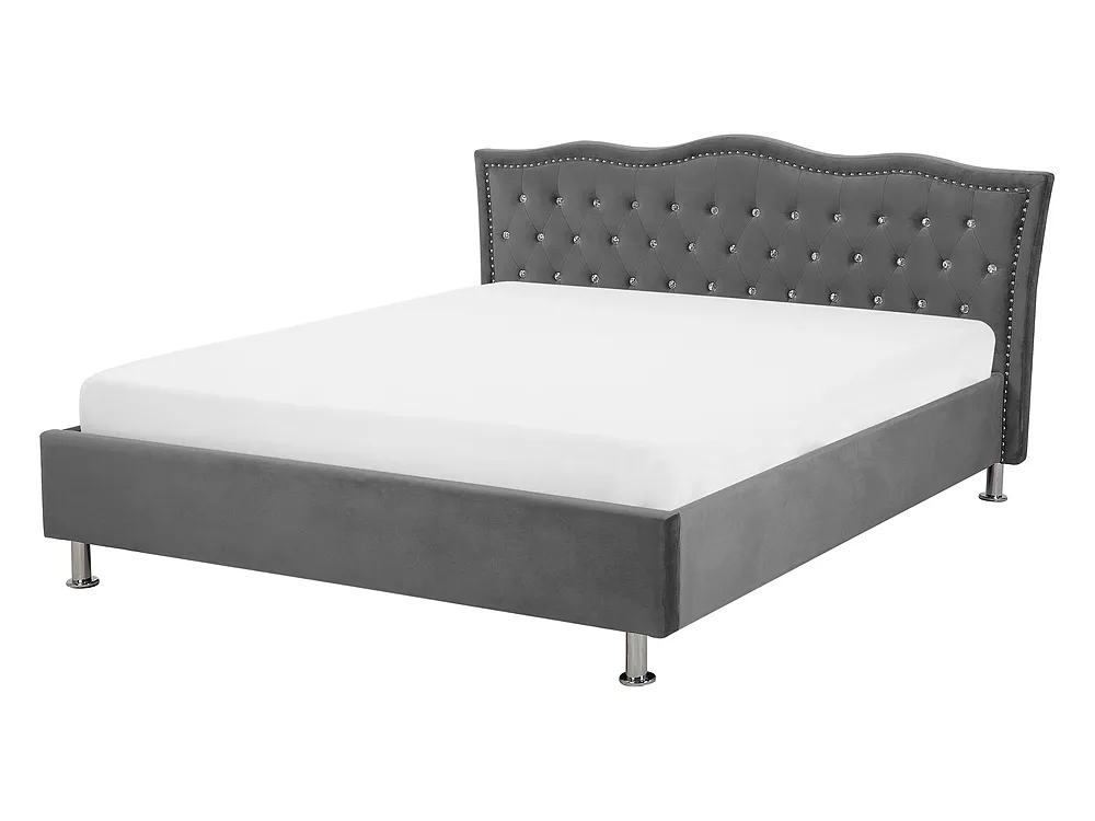 Letto contenitore METZ Velluto Grigio scuro 140 x 200 cm_736190