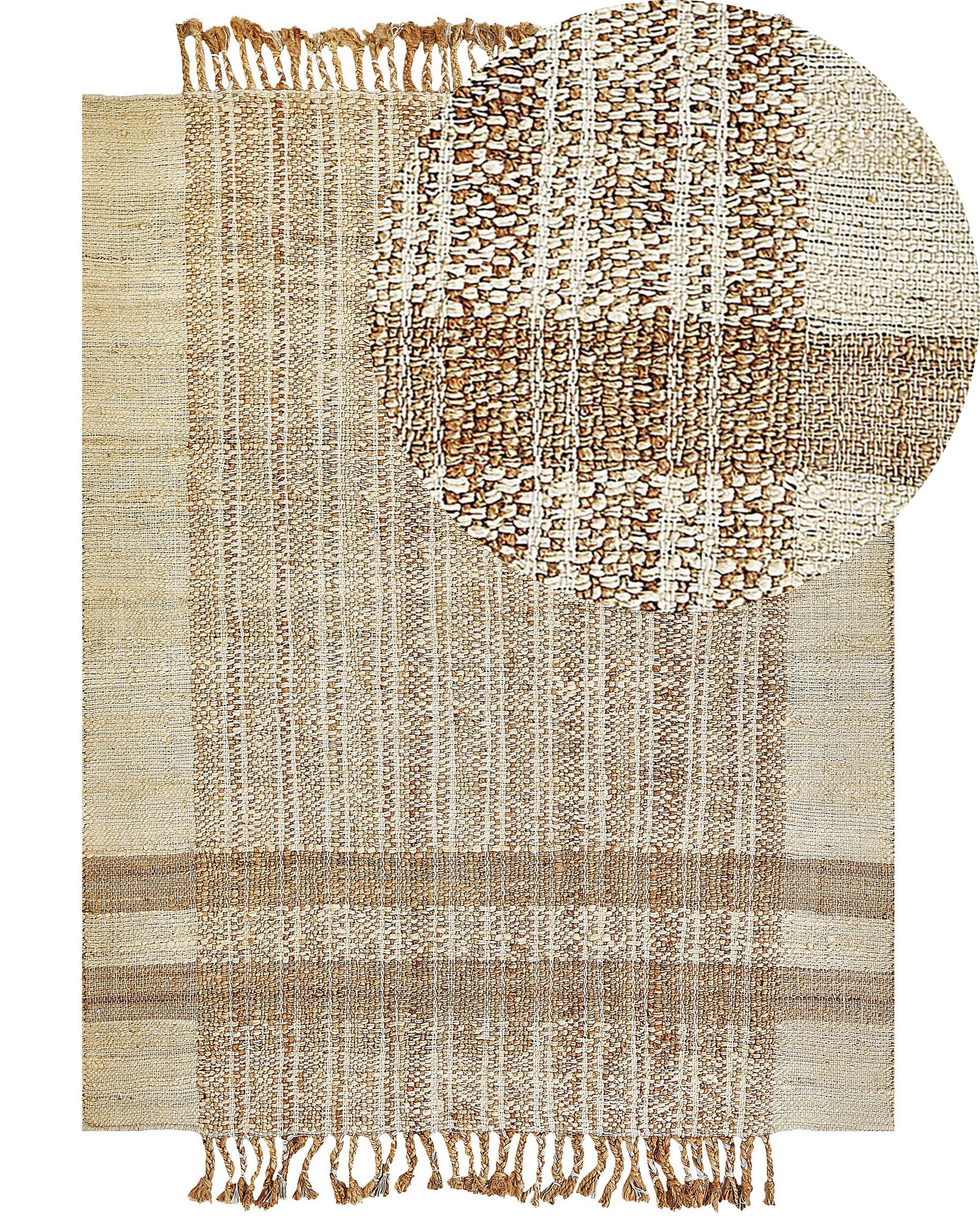 Teppich Jute sandbeige 160 x 230 cm geometrisches Muster Kurzflor ORTAOBA_847736