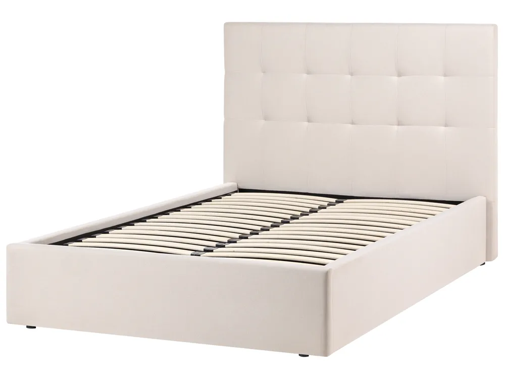Ottoman Bed LORIENT Fabric Beige 120 x 200 cm (EU Small Double)_1062957