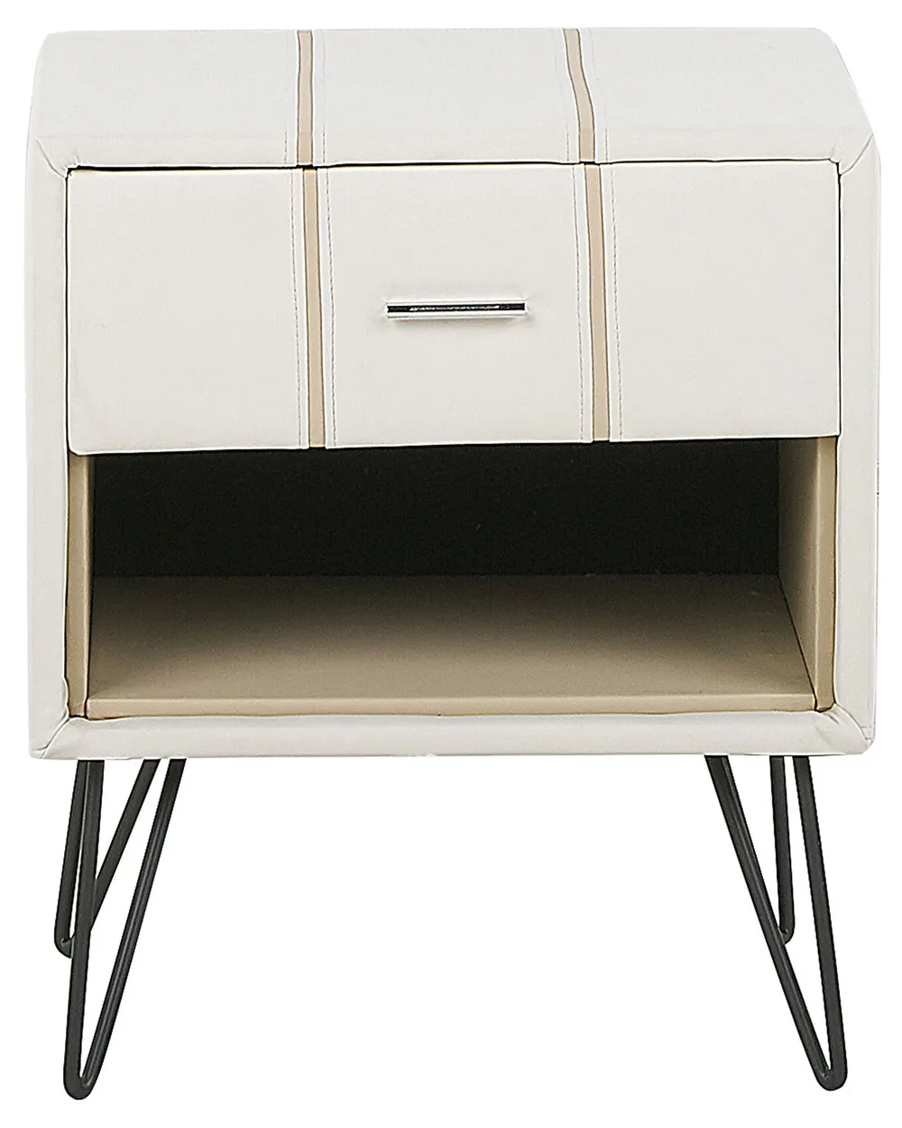 1 Drawer Bedside Table BETIN Faux Leather White_788990
