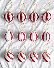 Set of 12 Baubles NORTHGLOW Glass Red/White_1192116
