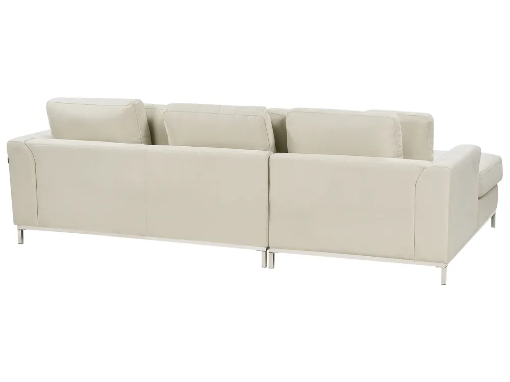 Corner Sofa 4 Seater OSLO with Ottoman Fabric Beige Right Hand_943179