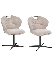 Set of 2 Chairs Swivel WORCESTER Chenille Beige_1161617