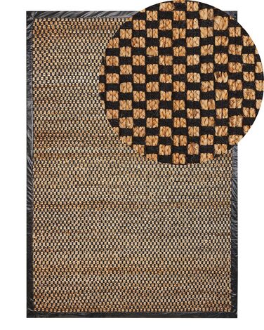 Jutový koberec 140 x 200 cm černý/béžový GERCE