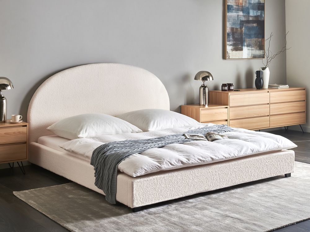 Waterbed Bouclé VAUCLUSE 140 x 200 cm Gebroken wit