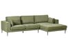 Left Hand Fabric Corner Sofa Green FLAM_934583