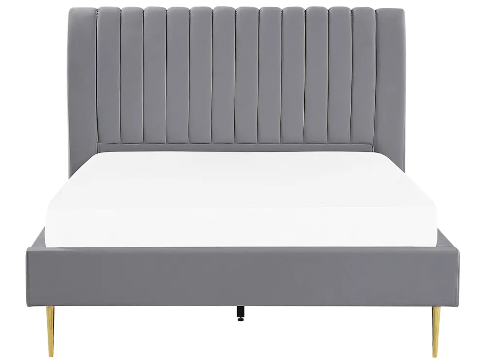 Bed Velvet MARVILLE 140 x 200 cm (EU Double) Grey_835927