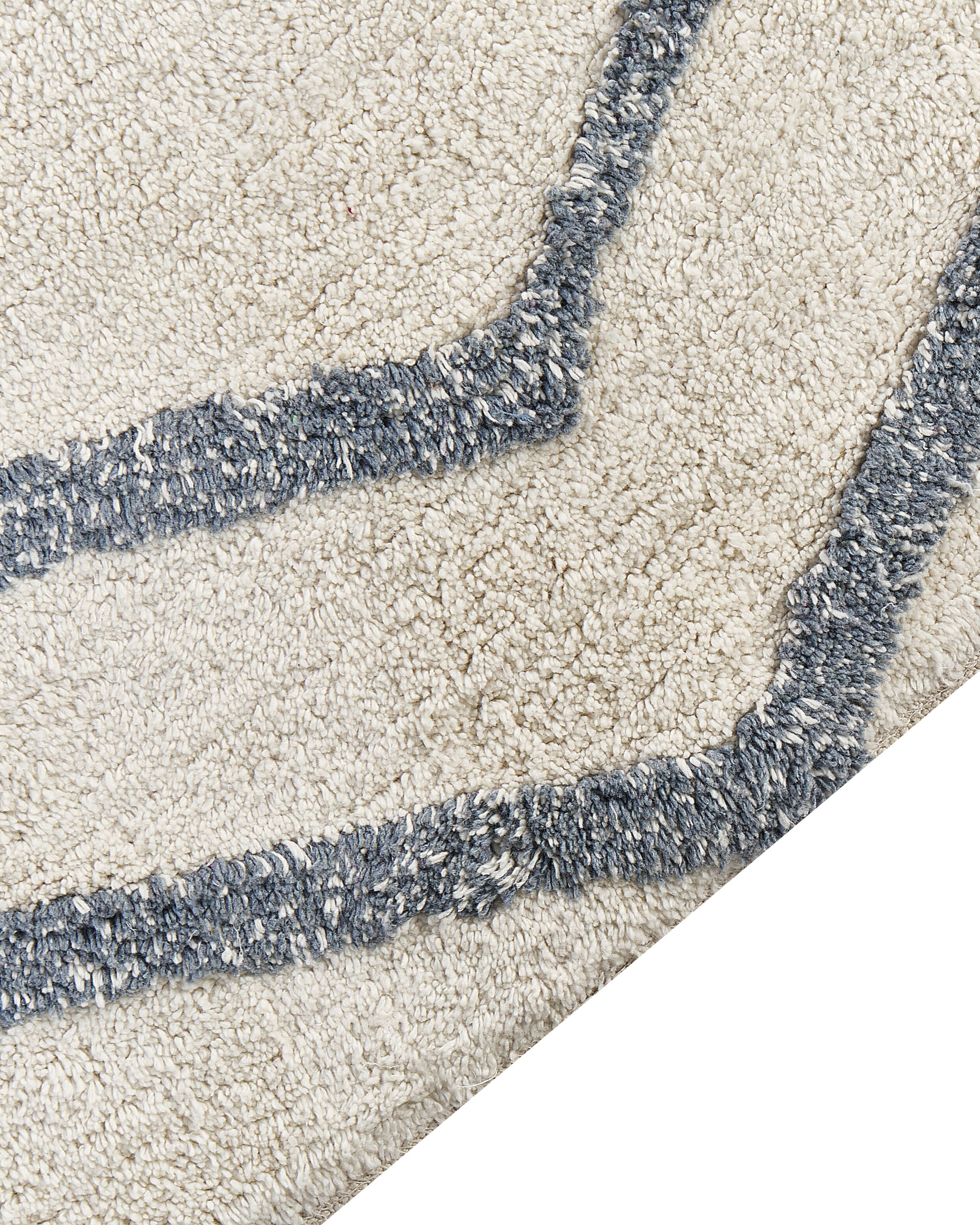 Shaggy Cotton Area Rug 160 x 230 cm Off-White and Blue MENDERES_842970