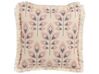 Set of 2 Fringed Cushions Leaf Pattern 60 x 60 cm Beige RUDBECKIA_877761