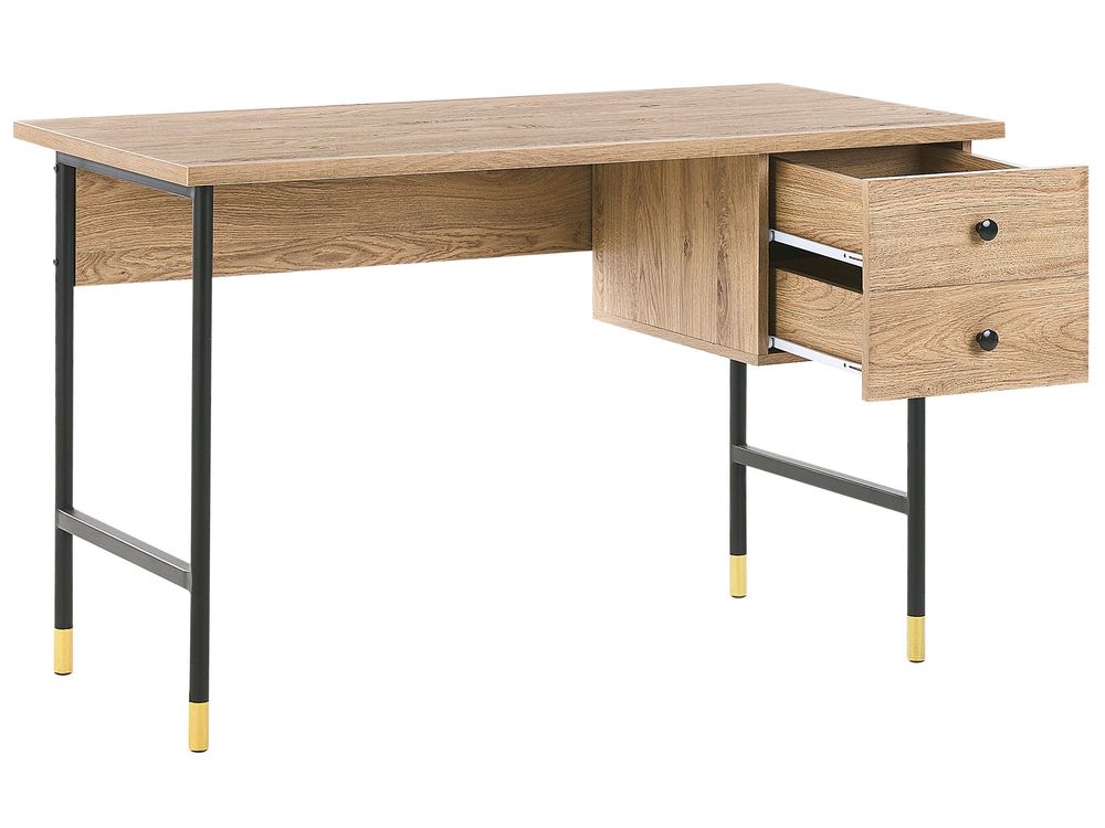 2 Drawer Home Office Desk 120 x 60 cm Light Wood ABILEN Beliani