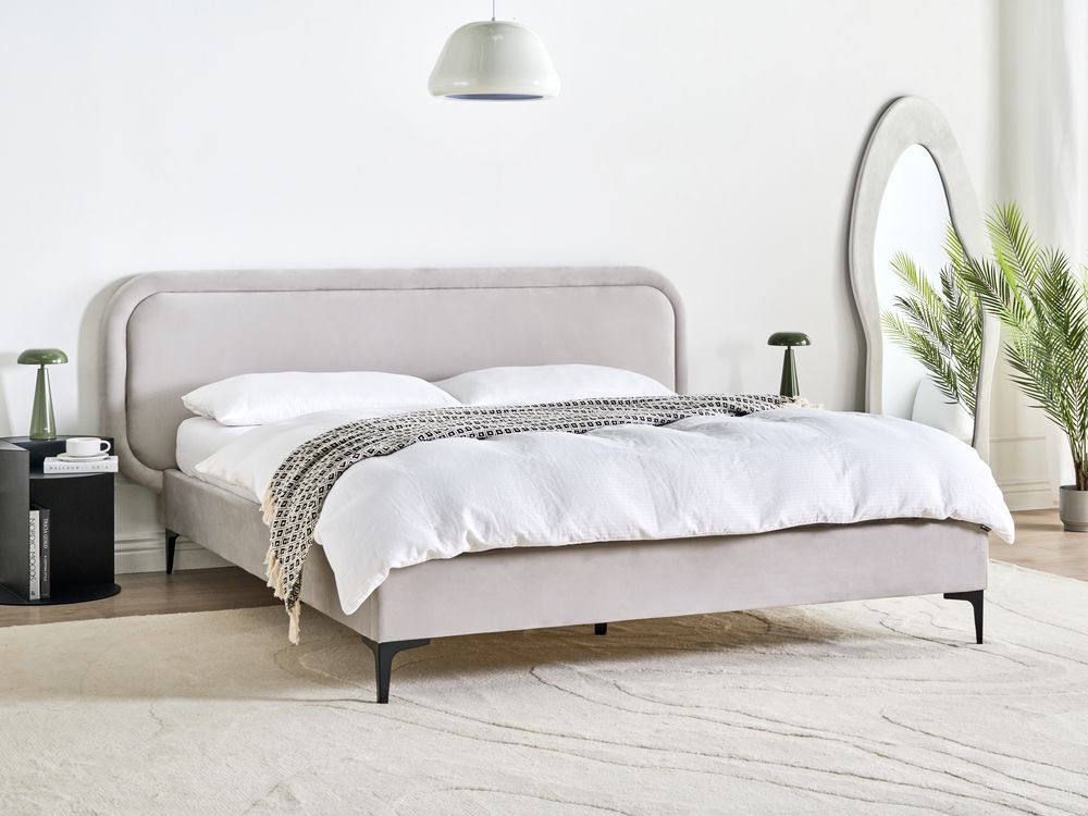 Bed Velvet SUZETTE 160 x 200 cm (EU King Size) Light Grey