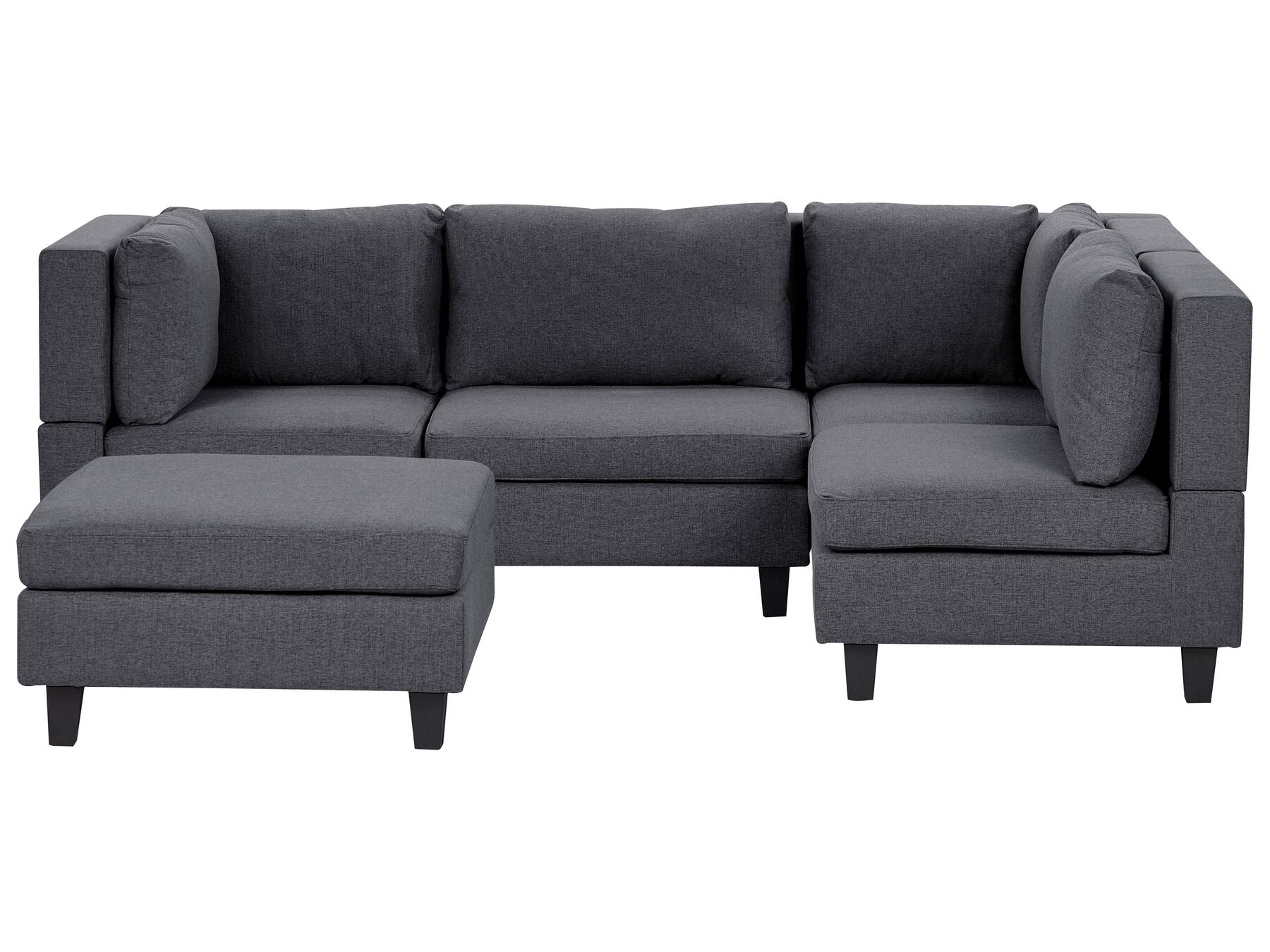 4 Seater Left Hand Modular Fabric Corner Sofa with Ottoman Dark Grey UNSTAD_924629