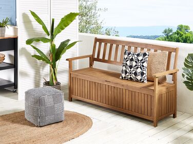 Acacia Wood Garden Bench with Storage 160 cm Light SOVANA