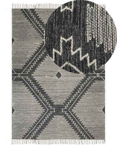 Teppich Baumwolle schwarz / weiss 160 x 230 cm Kurzflor ARBAA