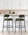 Set of 2 Bar Chairs ALLISON Boucle Green