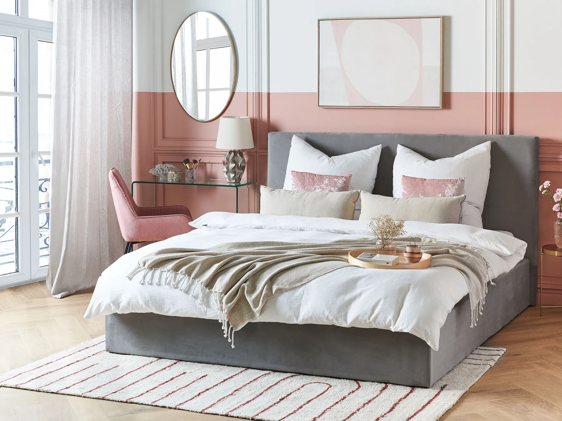 Ottoman Bed LORIENT Velvet Light Grey 180 x 200 cm (EU Super King)_827065