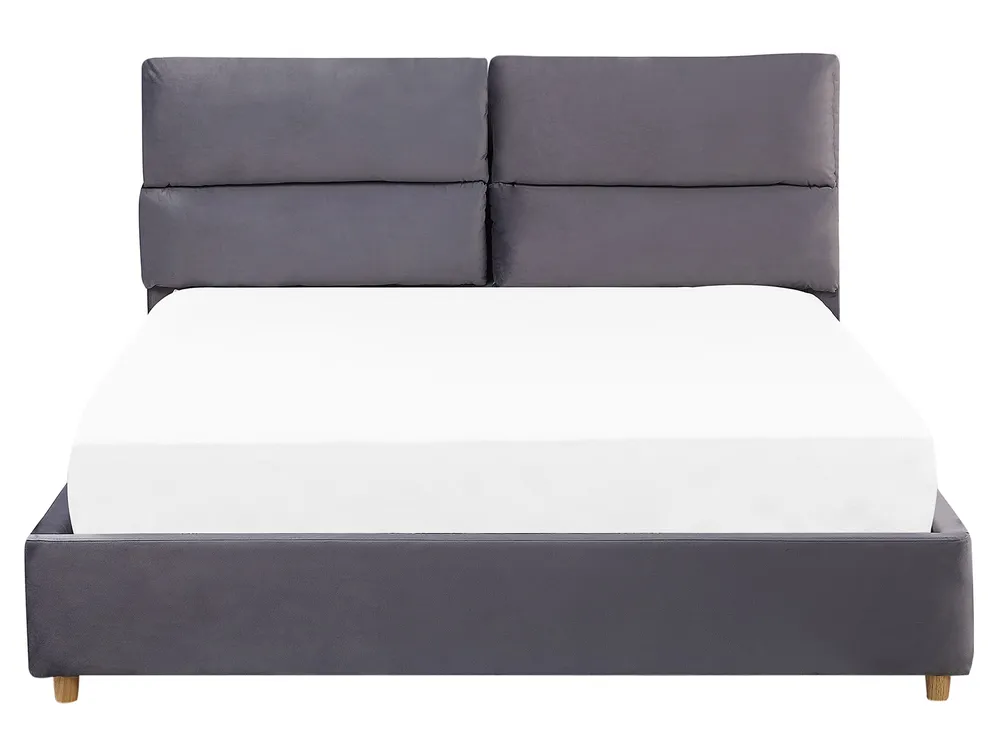 Bett mit Stauraum BATILLY Samtstoff Grau 160 x 200 cm_763506