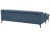 Canapé d'angle côté droit 4 places en tissu bleu GLOSLI_915430
