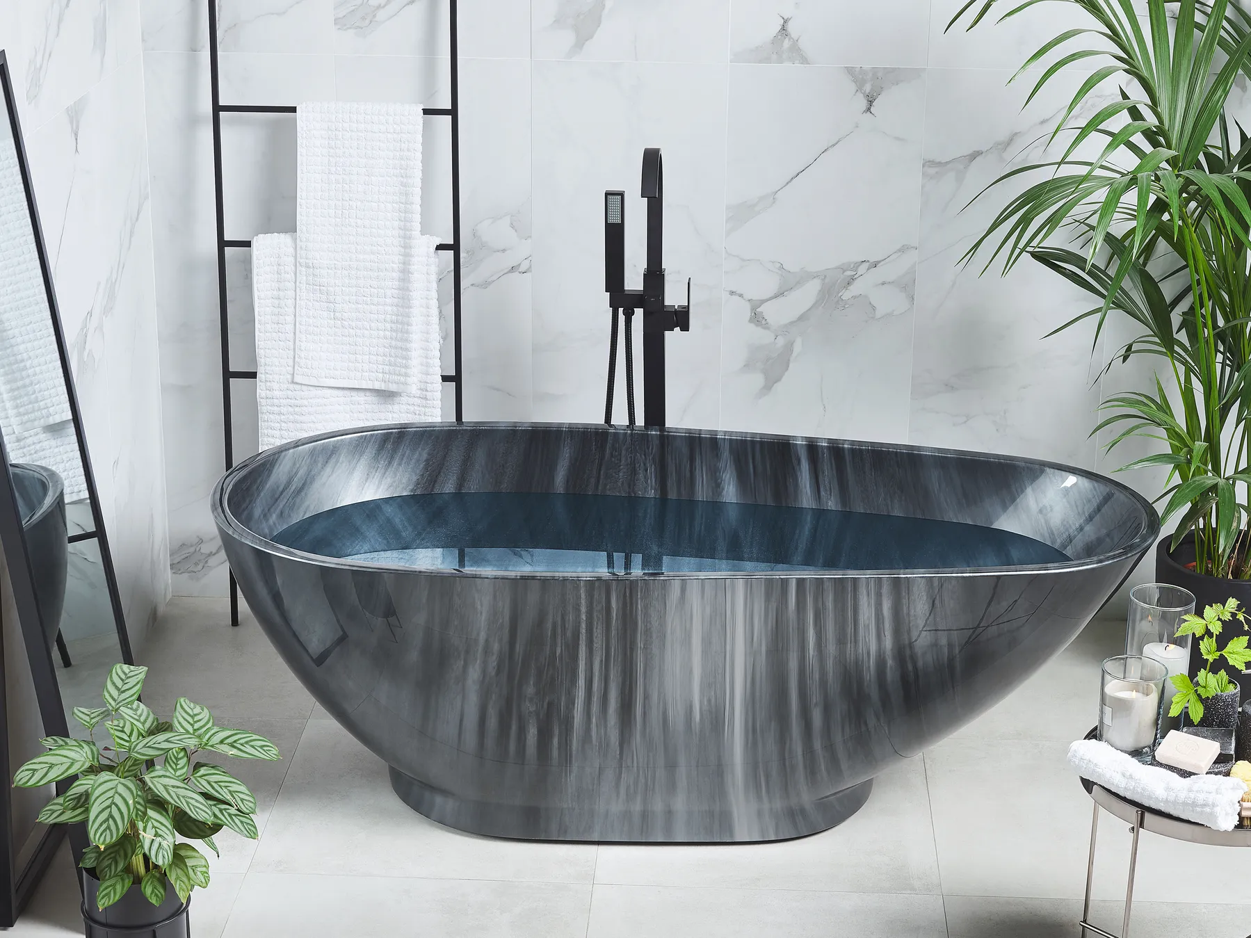 Vasca da bagno freestanding RIOJA 170 x 80 cm Marmo nero_809414