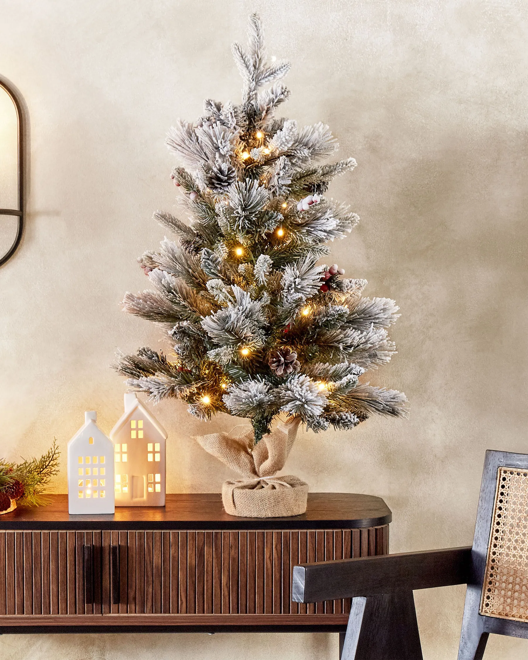 Ośnieżona sztuczna choinka świąteczna LED MALIGNE 90 cm Biały_832048