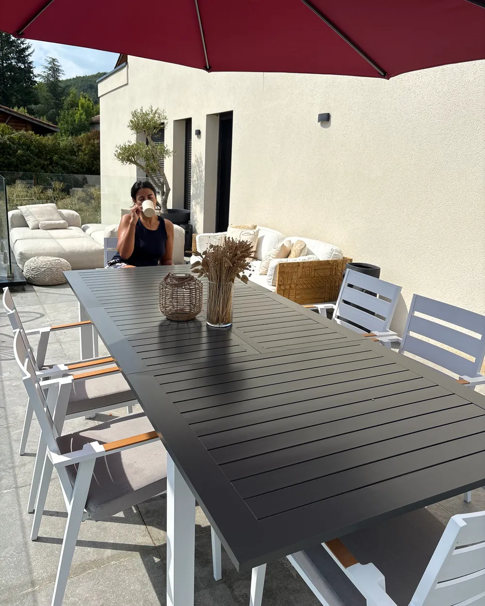 Extending Garden Dining Table PANCOLE 168/248 cm 100 cm Metal Grey_1017064
