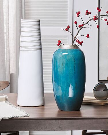 Terracotta Decorative Vase 42 cm Blue MILETUS