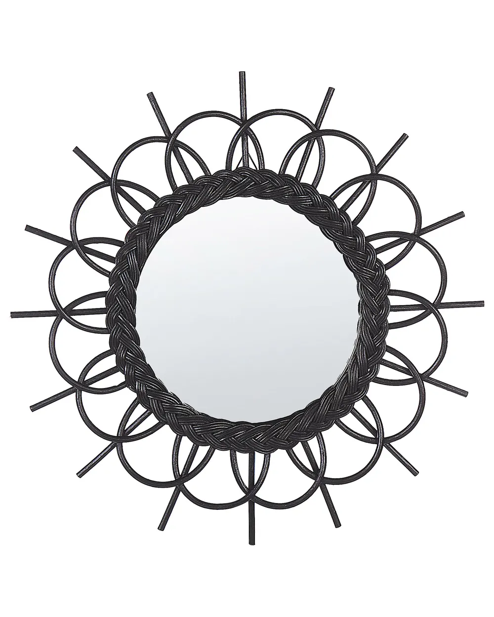Lustro ścienne TELAKIA 60 cm 60 cm Rattan Czarny