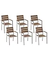 Set of 6 Garden Chairs VERNIO Brown