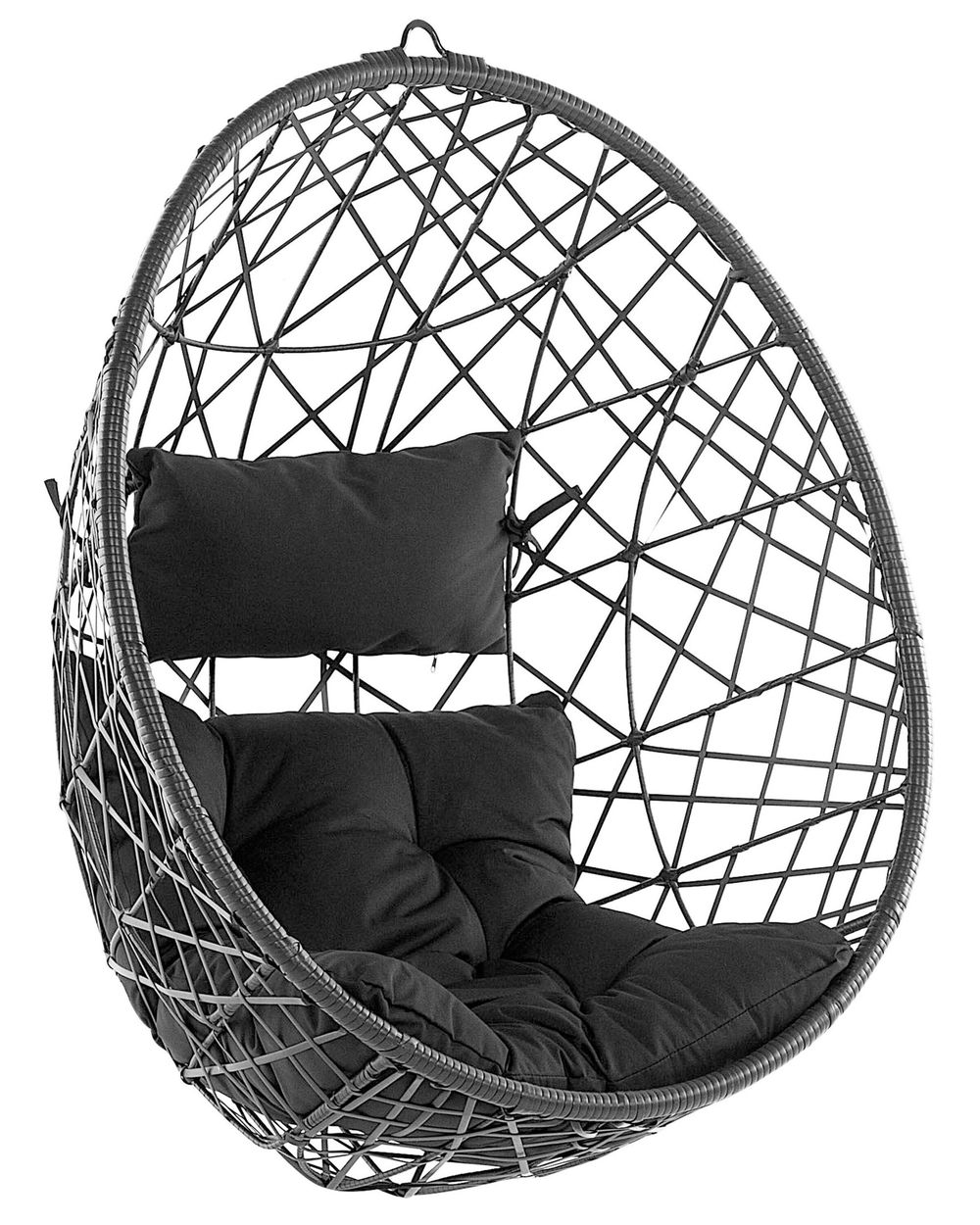 Black rattan hanging chair discount