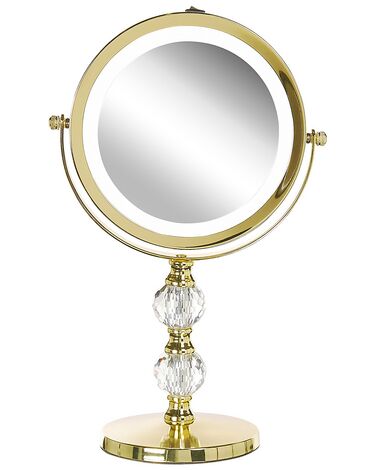 Miroir de maquillage avec éclairage LED ø 18 cm doré CLAIRA