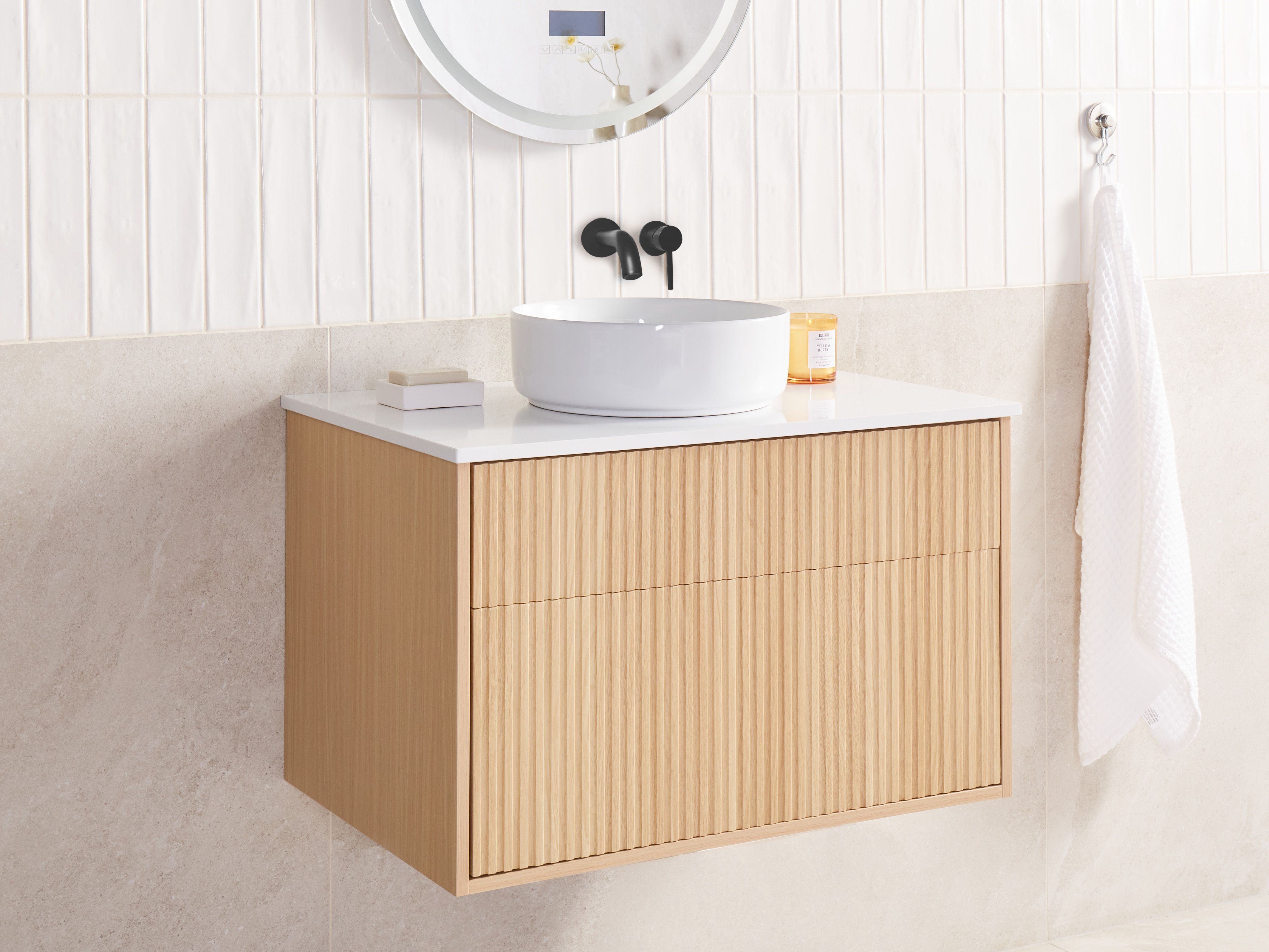 Bathroom Wall Mounted Cabinet 60 x 52 cm Light Wood BEXTI | Beliani.co.uk