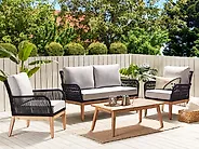 Lounge Set mit Tisch 4-Sitzer MERANO Akazienholz Grau_1177396