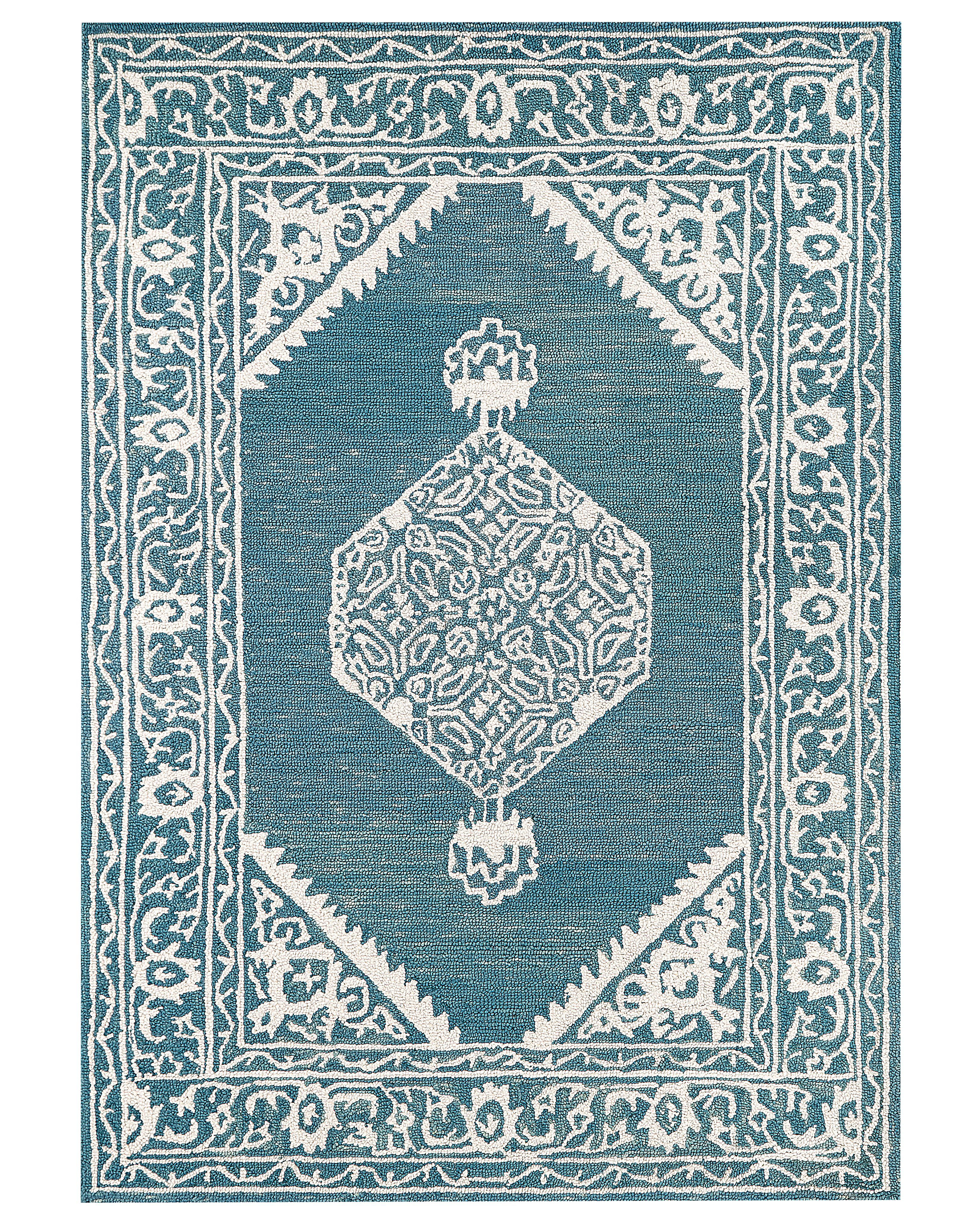 Tapis en laine 160 x 230 cm blanc et bleu GEVAS_836855