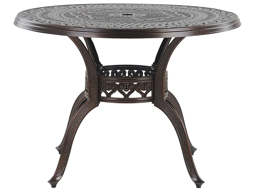 Set da pranzo da giardino 4 posti SALENTO con cuscini Metallo Marrone scuro_765274