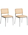 Set of 2 Dining Chairs CORVALLIS PE Rattan Light Brown