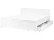 Bed with 2 Drawers SABRAN Pine Wood White 180 x 200 cm (EU Super King)_1061321